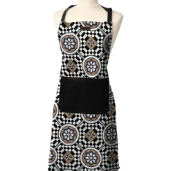 maxibazar Tablier De Cuisine Chef Mosaique 65X80Cm Coton Framboise