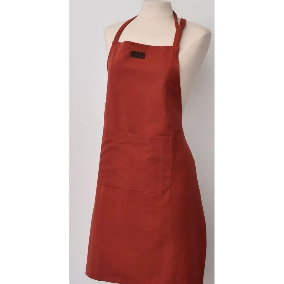 maxibazar Tablier De Cuisine Chef 65X80Cm Coton Terracotta