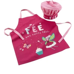 maxibazar Tablier Et Toque 50X60 Cm 24 Cm Coton Imprime Mini Fee