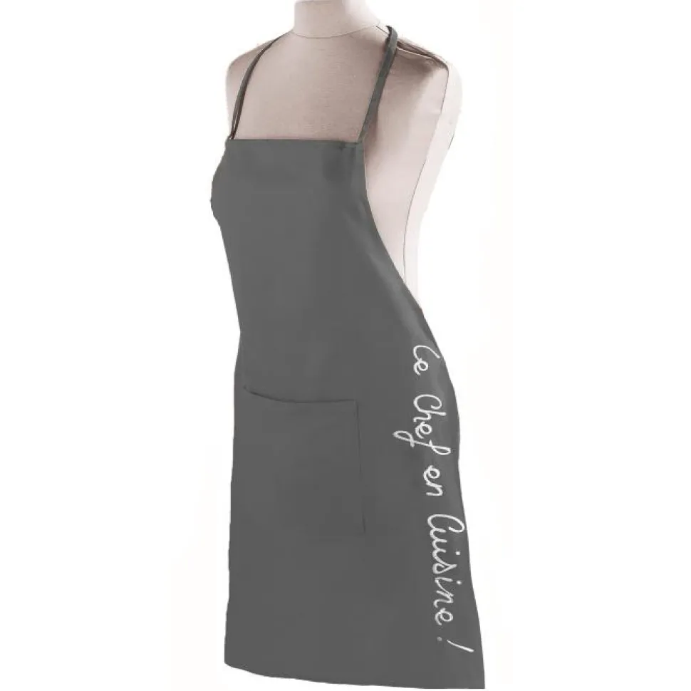 maxibazar Tablier Poche 60X84 Cm Coton Cuistot Anthracite