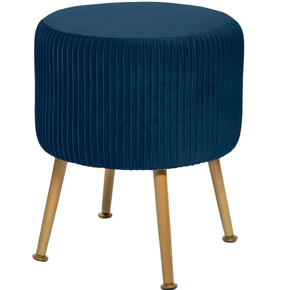 Tabouret Appoint Velours Solaro Bleu