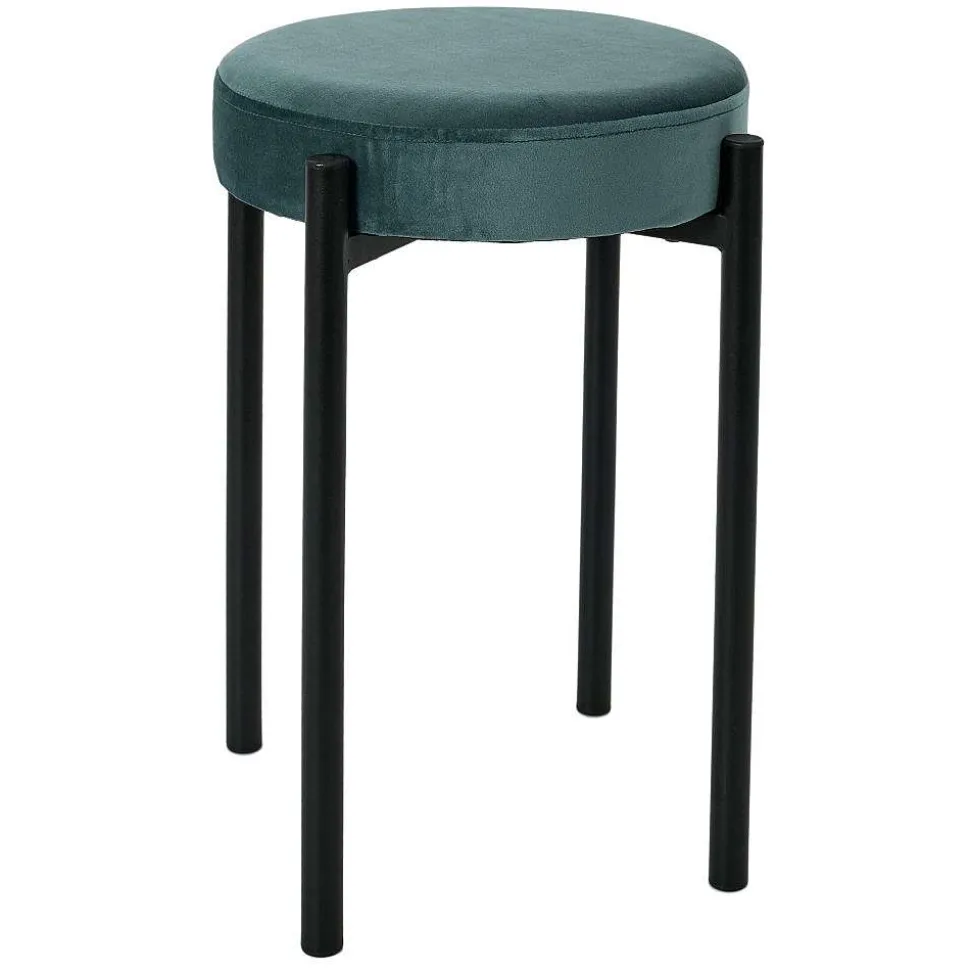 Tabouret Bubble Empilable Velours Bleu Canard