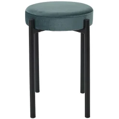 Tabouret Bubble Empilable Velours Bleu Canard