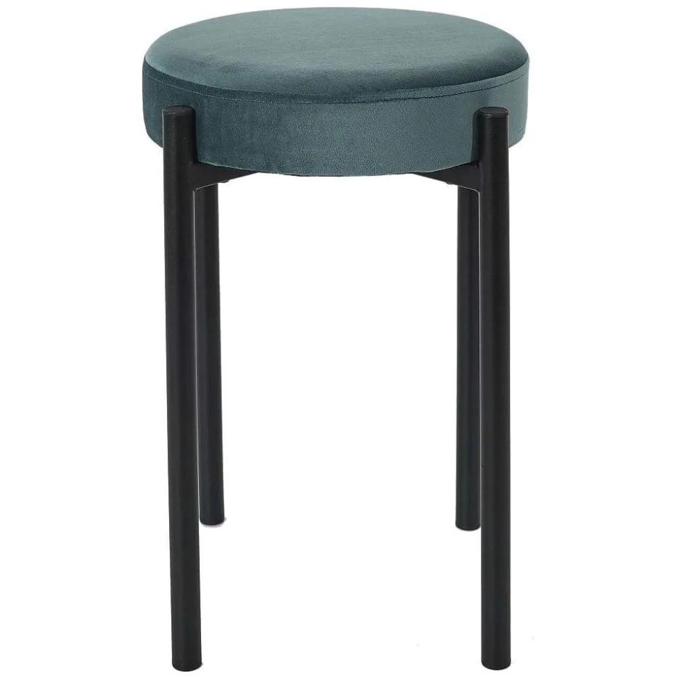Tabouret Bubble Empilable Velours Bleu Canard