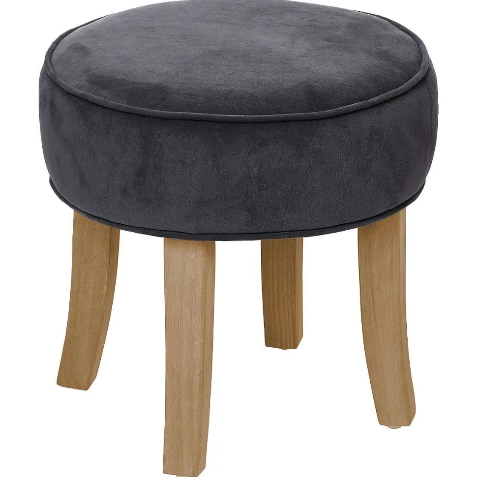 Tabouret Velours Gris Trend Adriel