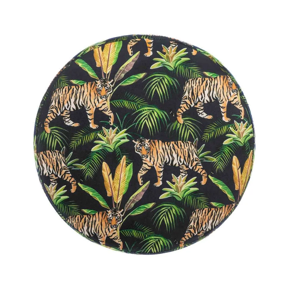 Tabouret Velours Pied Metal Colonial