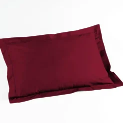 maxibazar Taie D Oreiller Volant Plat 50X70Cm Uni Lina Bourgogne
