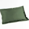 maxibazar Taie D Oreiller Volant Plat 50X70Cm Uni 57 Fils Lina Kaki