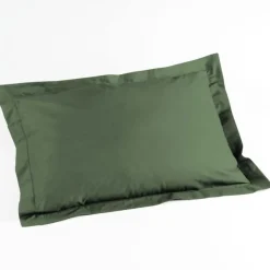 maxibazar Taie D Oreiller Volant Plat 50X70Cm Uni 57 Fils Lina Kaki