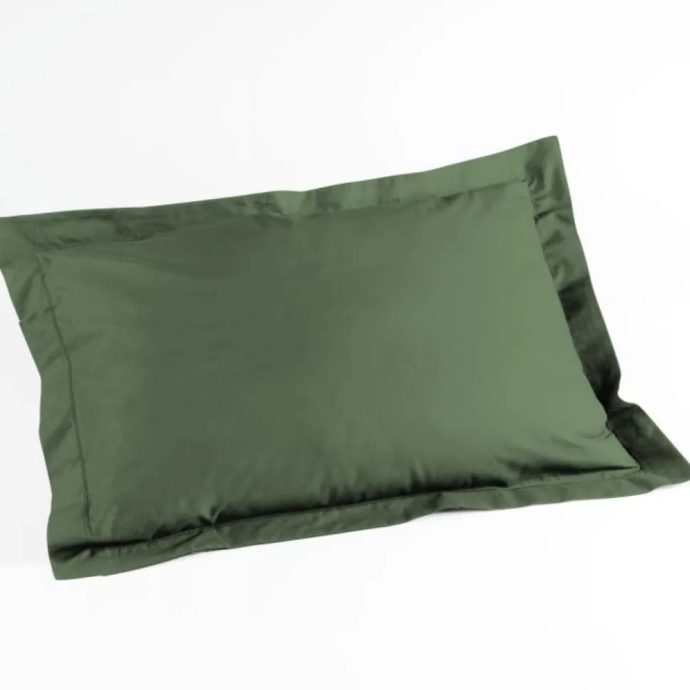 maxibazar Taie D Oreiller Volant Plat 50X70Cm Uni 57 Fils Lina Kaki