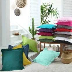 maxibazar Taie D Oreiller Volant Plat 50X70Cm Uni 57 Fils Lina Kaki