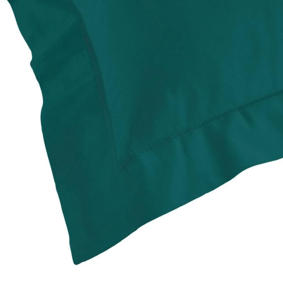 maxibazar Taie D Oreiller Volant Plat 50X70Cm Uni Lina Petrole