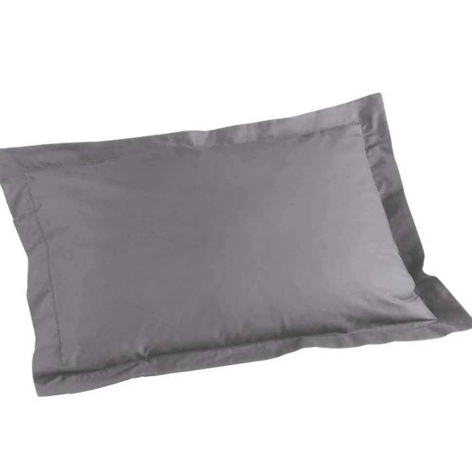 maxibazar Taie D Oreiller Volant Plat 50X70Cm Lina Gris Souris
