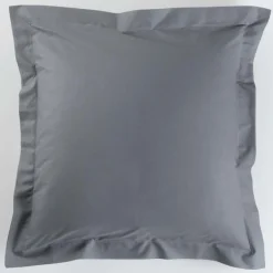 maxibazar Taie D Oreiller Volant Plat 50X70Cm Lina Gris Souris