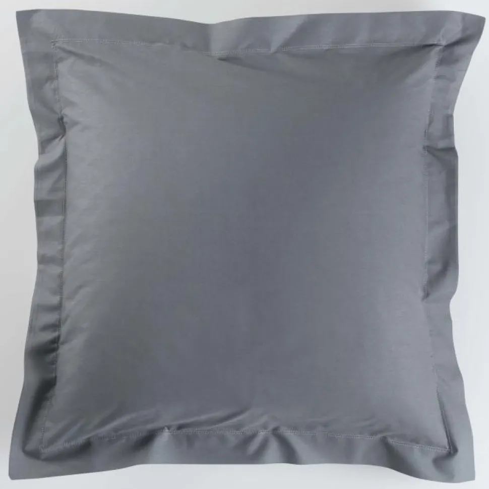 maxibazar Taie D Oreiller Volant Plat 50X70Cm Lina Gris Souris