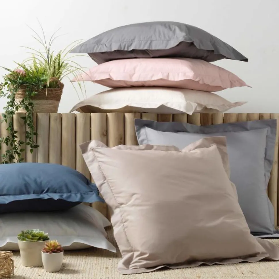 maxibazar Taie D Oreiller Vp 63 X 63 Cm Percale Uni 78 Fils Bleu