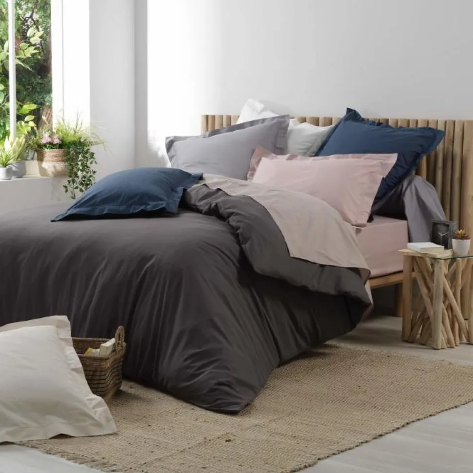 maxibazar Taie D Oreiller Vp 63 X 63 Cm Percale Uni 78 Fils Bleu