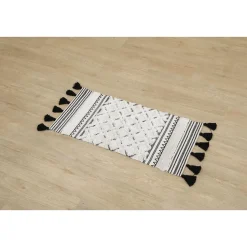 maxibazar Tapis Agadir Coton 45X90Cm Noir Blanc
