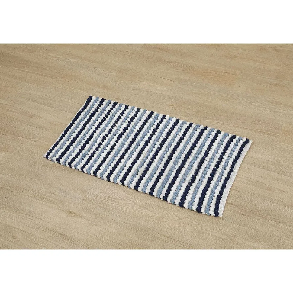 Tapis Boules Tricolore 50X90Cm Blanc Bleu