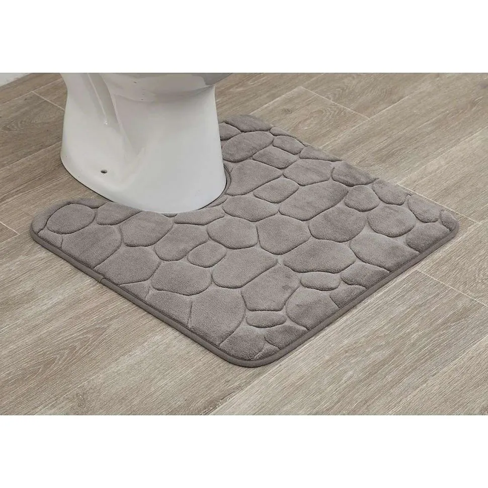Tapis Contour Wc Memoire De Forme Microfibre Galet 50X50Cm T