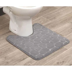 Tapis Contour Wc Memoire De Forme Galet 50X50Cm Gris Clair