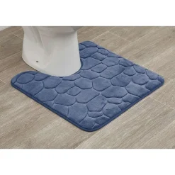 Tapis Contour Wc Memoire De Forme Galet 45X50Cm Bleu Marine