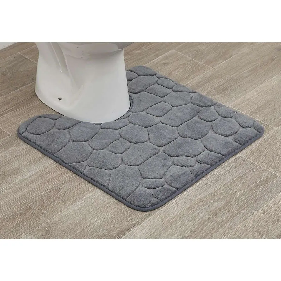 Tapis Contour Wc Memoire De Forme Galet 45X50Cm Gris Fonce