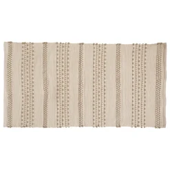 maxibazar Tapis Coton Jute Bota Ivoire 70X140Cm