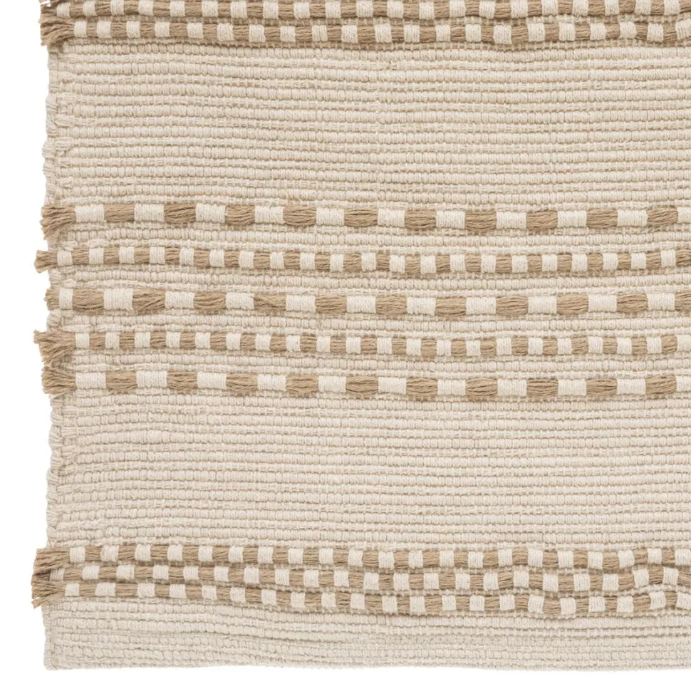 maxibazar Tapis Coton Jute Bota Ivoire 70X140Cm