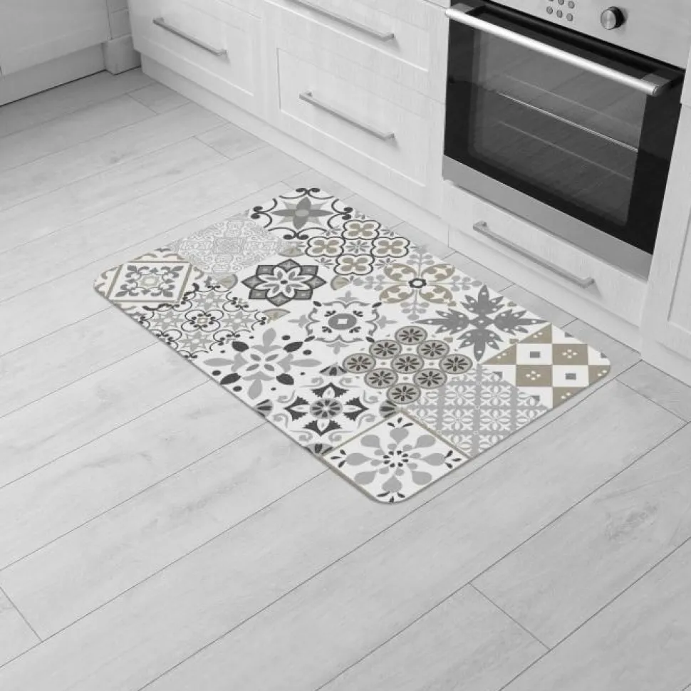maxibazar Tapis Deco Rectangle 45X75 Cm Mousse Imprimee Salou Naturel