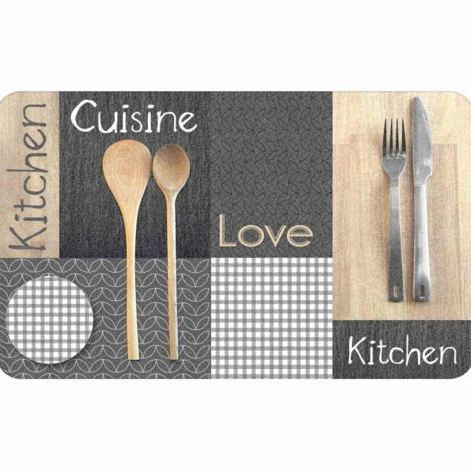 maxibazar Tapis Deco Rectangle 45X75 Cm Mousse Imprimee Cantine