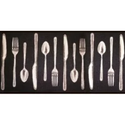 maxibazar Tapis Deco Rectangle 57X115 Cm Imprime Lunch