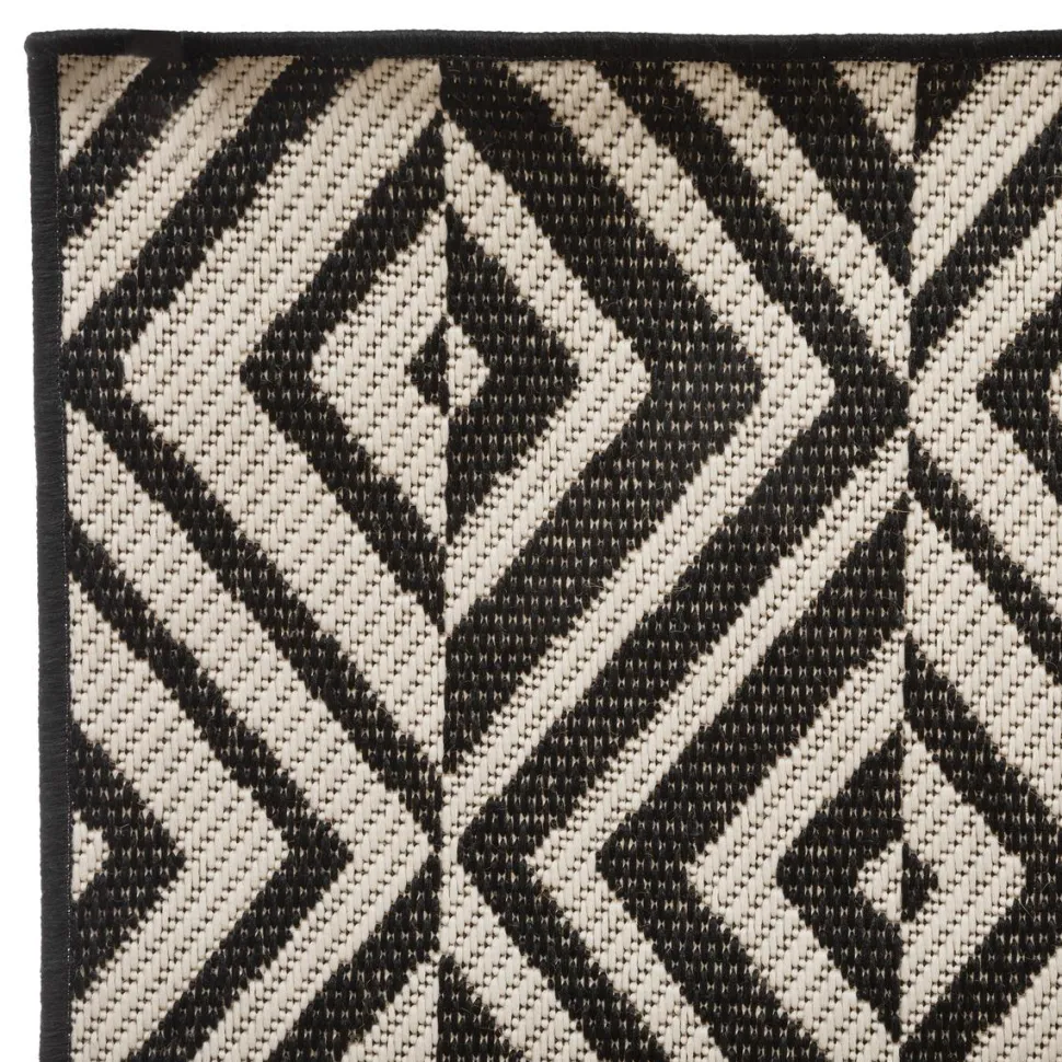 maxibazar Tapis Exterieur Et Interieur Color Noir Et Blanc 120X160Cm