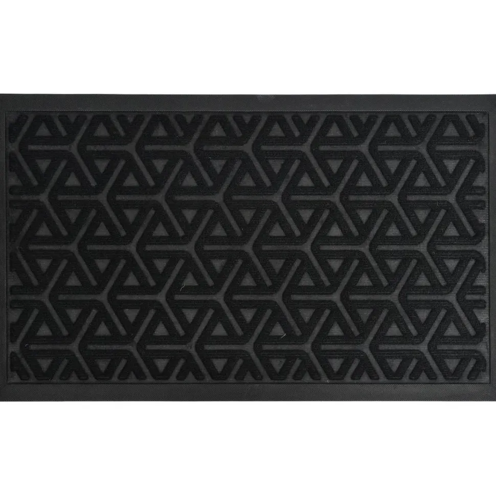 maxibazar Tapis Geo 45X75Cm Polyester Caoutchouc Noir