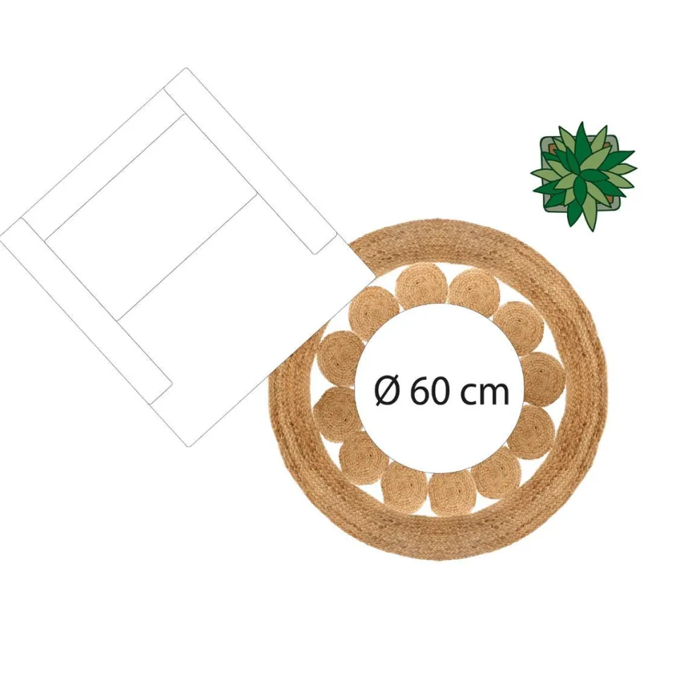 Atmosphera Tapis Jute Ajoure D.120Cm