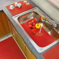 maxibazar Tapis Multiusage 43X32 Cm Softy Uni Tubulo Rouge