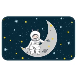 maxibazar Tapis Rectangle 45X75Cm Velours Imprime Petit Astronaute