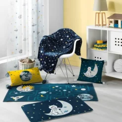 maxibazar Tapis Rectangle 45X75Cm Velours Imprime Petit Astronaute
