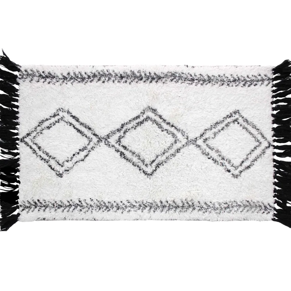 maxibazar Tapis 50X80Cm Coton Imprime Freya Blanc