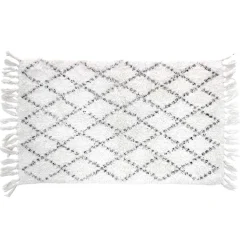 maxibazar Tapis 50X80Cm Coton Imprime Latika Blanc