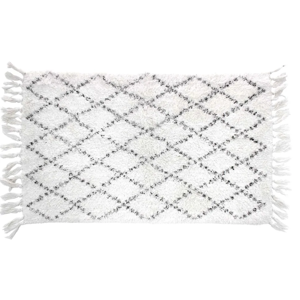 maxibazar Tapis 50X80Cm Coton Imprime Latika Blanc