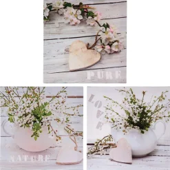 maxibazar Toile Imprime Coeur Nature 28X28X1.5Cm