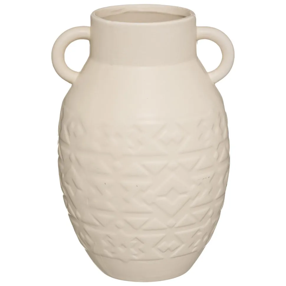 maxibazar Vase Ceramique Mat Anse Tropiques Australes H.25Cm