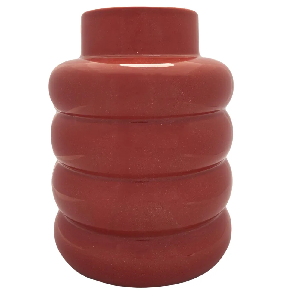maxibazar Vase Cercles Terracotta Glossy H.19Cm