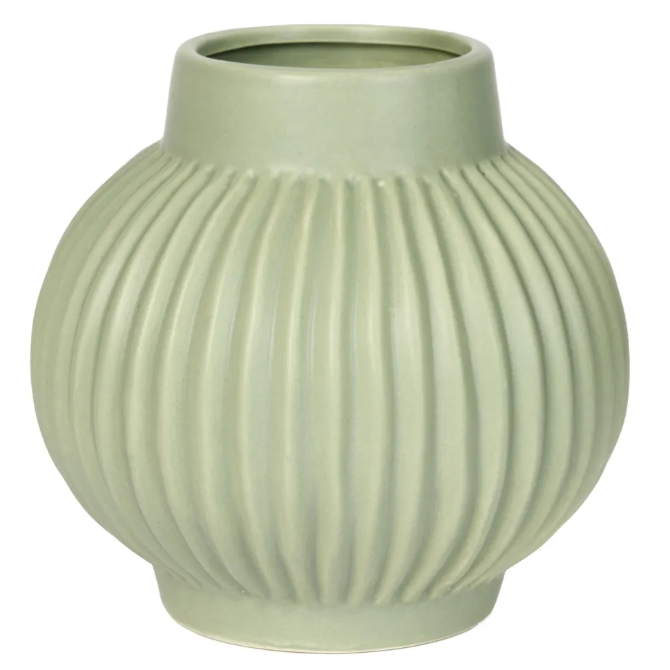 maxibazar Vase Rond Strie Sauge 15X15Cm