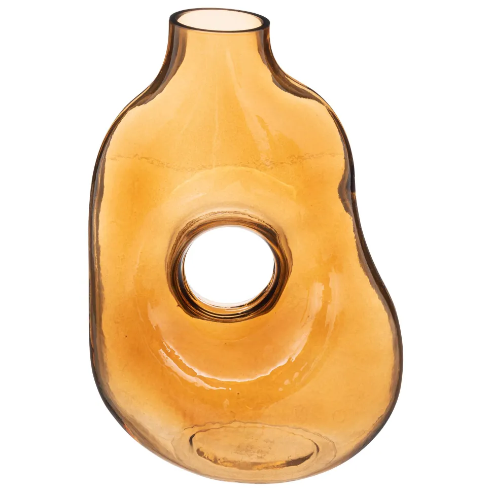 maxibazar Vase Verre Donut Ambre H.25Cm
