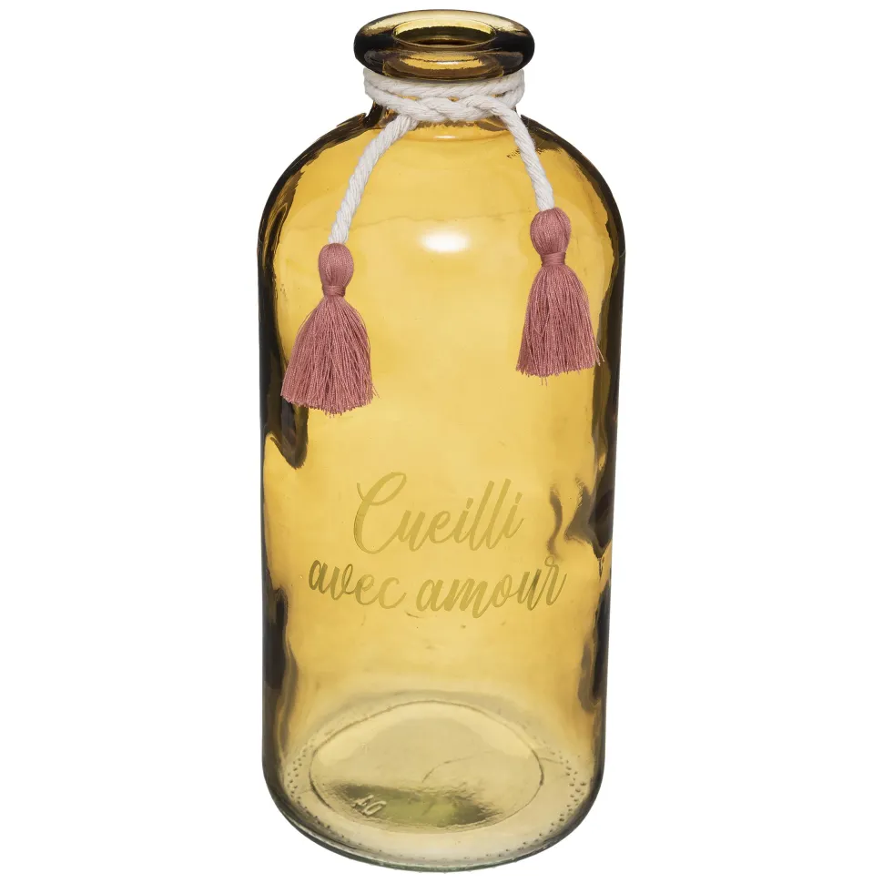 maxibazar Vase Verre Message Carmen H.25Cm