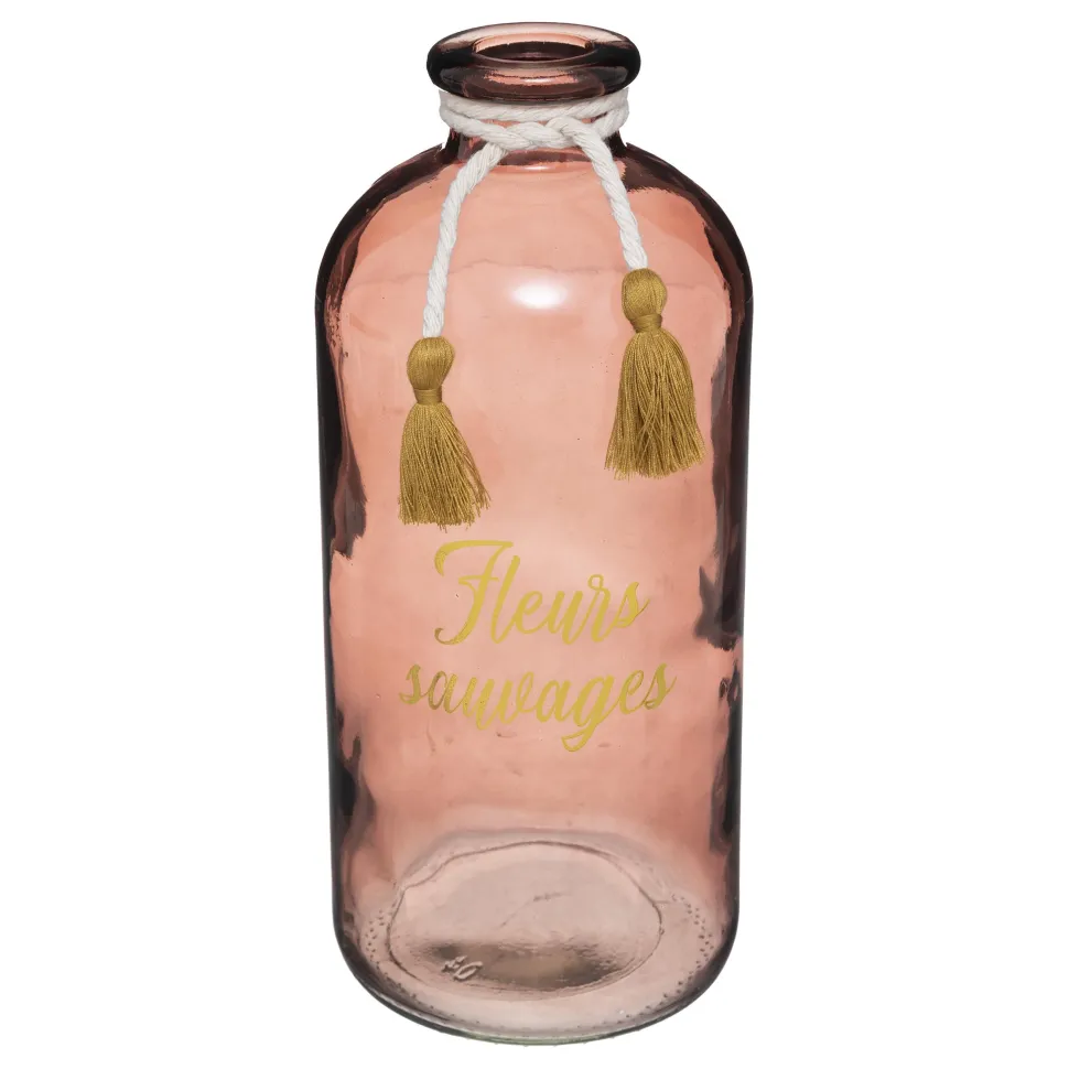 maxibazar Vase Verre Message Carmen H.25Cm