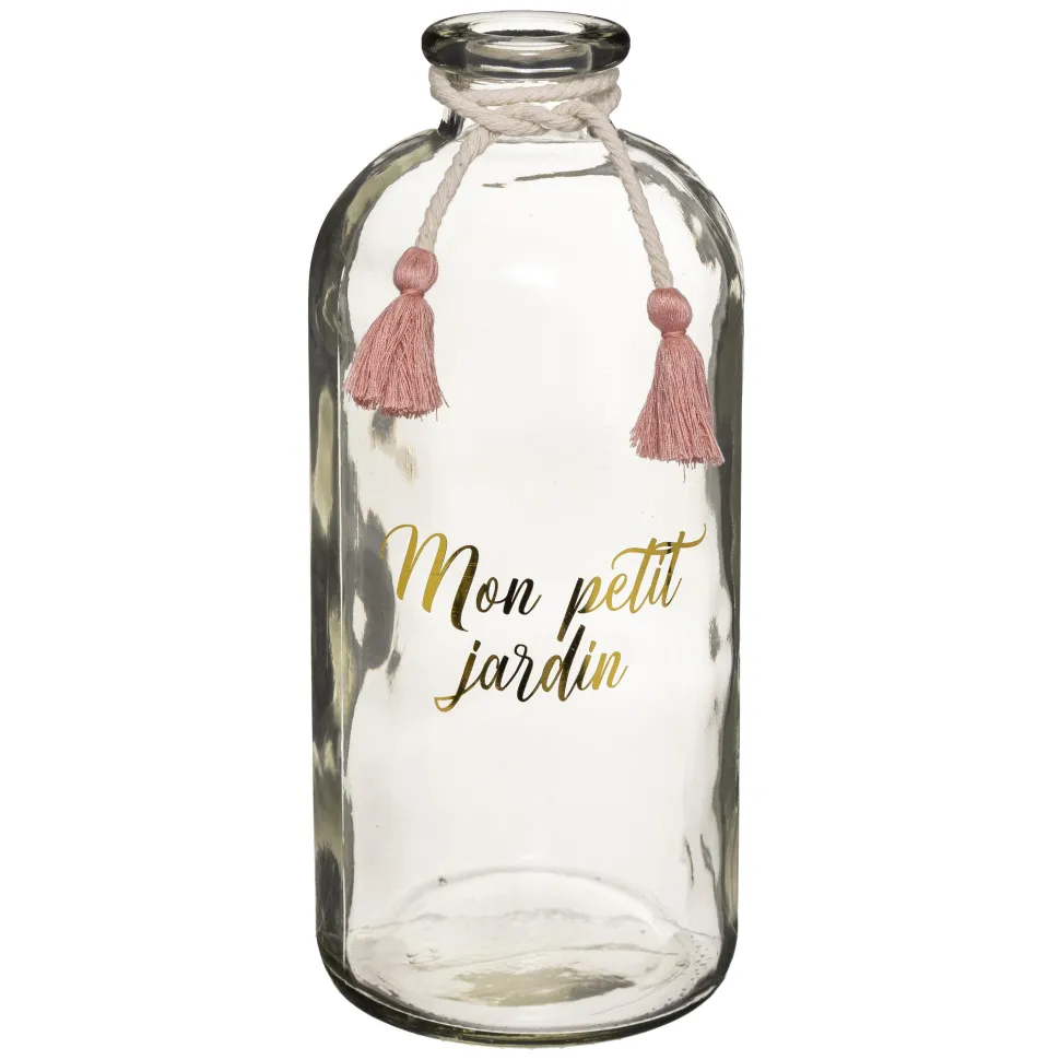 maxibazar Vase Verre Message Carmen H.25Cm