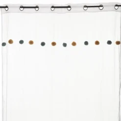 Atmosphera Voilage Pompons Bleu Ocre